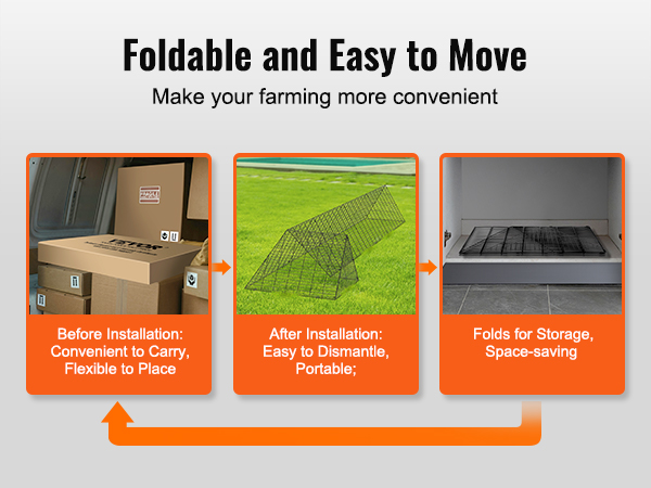 foldable and easy to move VEVOR chicken tunnels for convenient farming, storage, and portability.