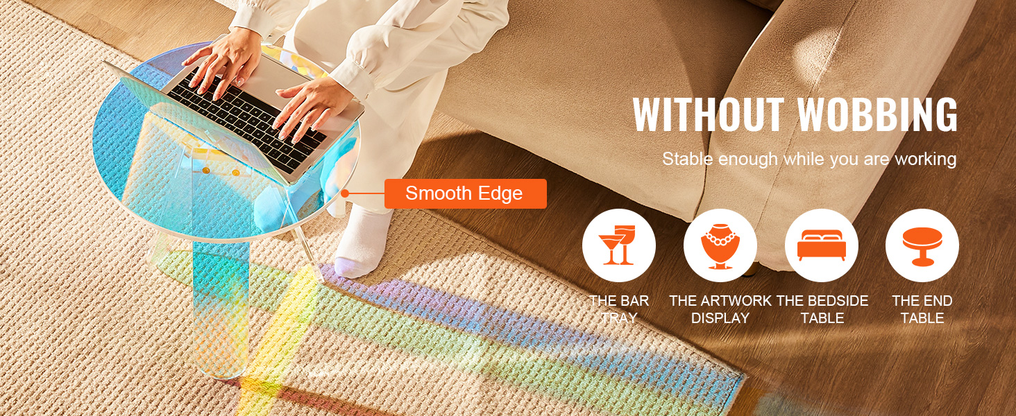 VEVOR iridescent side table used as a workspace, showcasing stability and smooth edges.