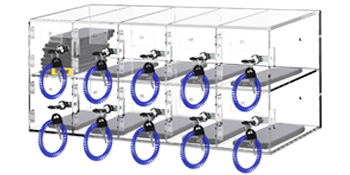 VEVOR cell phone storage locker with transparent compartments and blue key locks for secure storage.