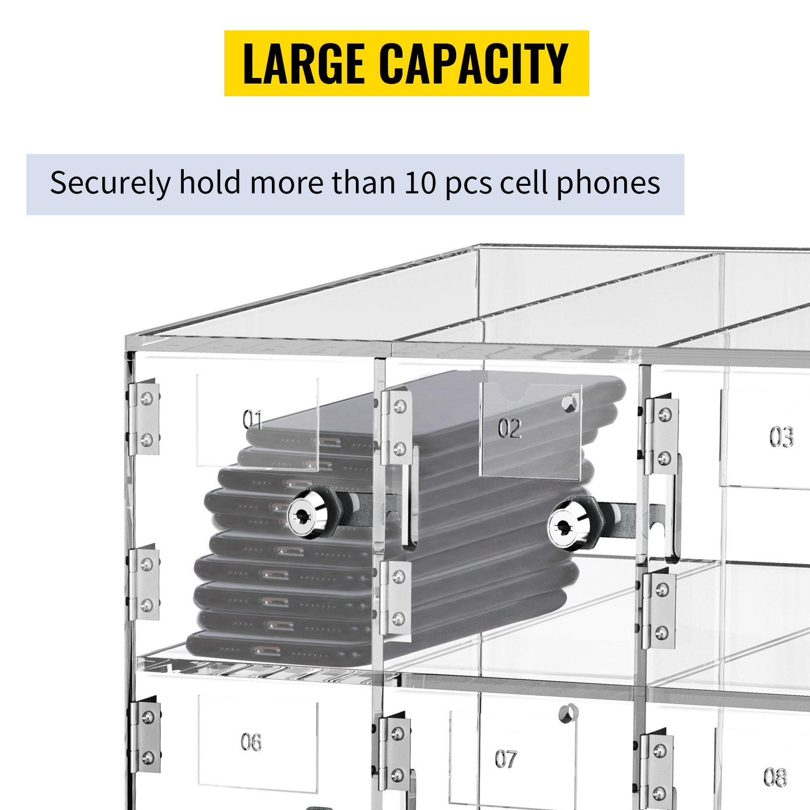 VEVOR cell phone storage locker with large capacity, holding over 10 cell phones securely.