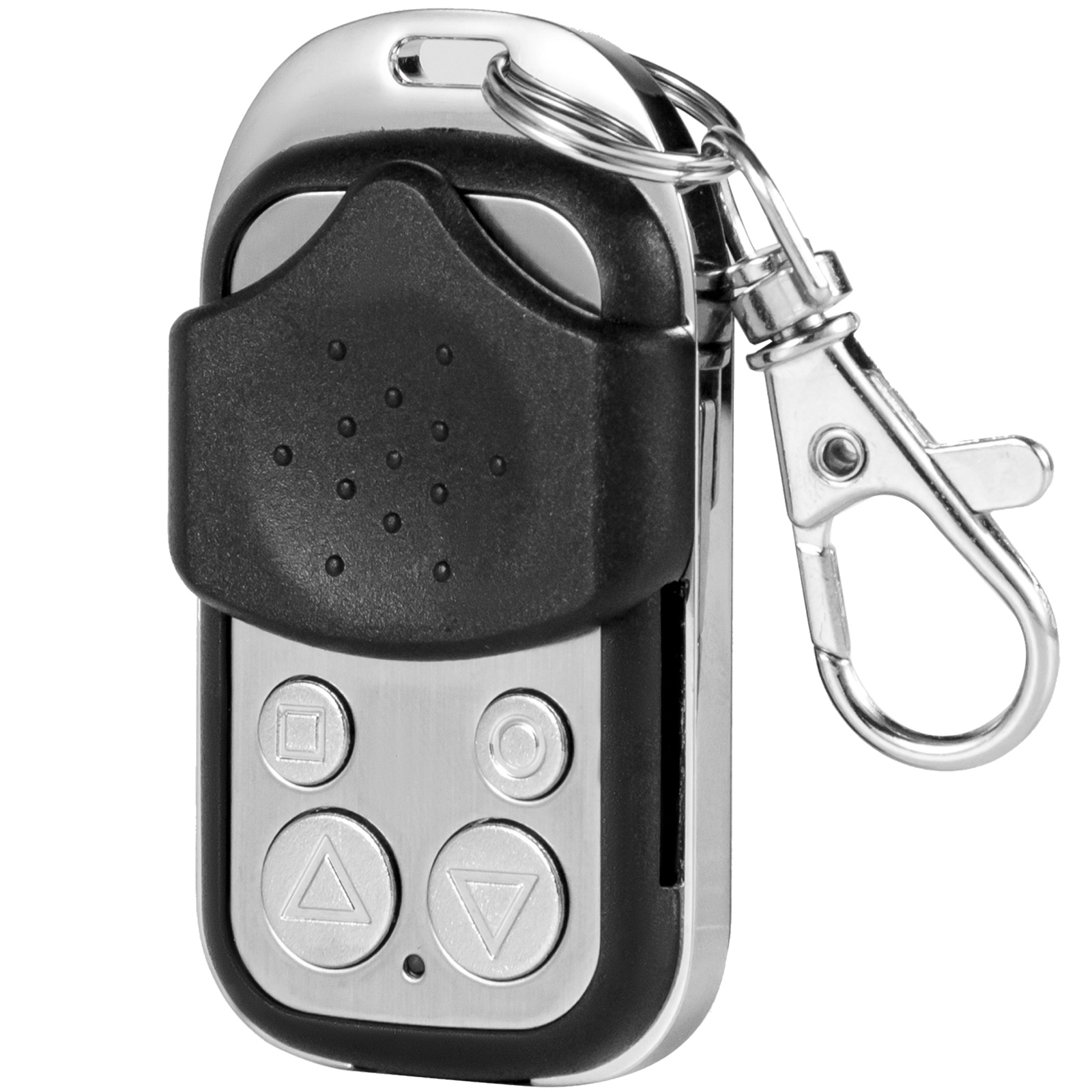 VEVOR gate remote control with four buttons and keychain hook.