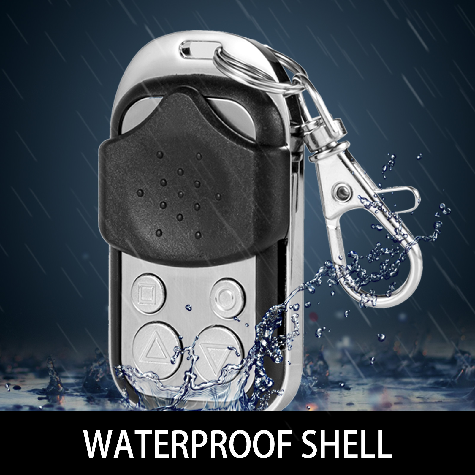 VEVOR gate remote control with waterproof shell in rain.