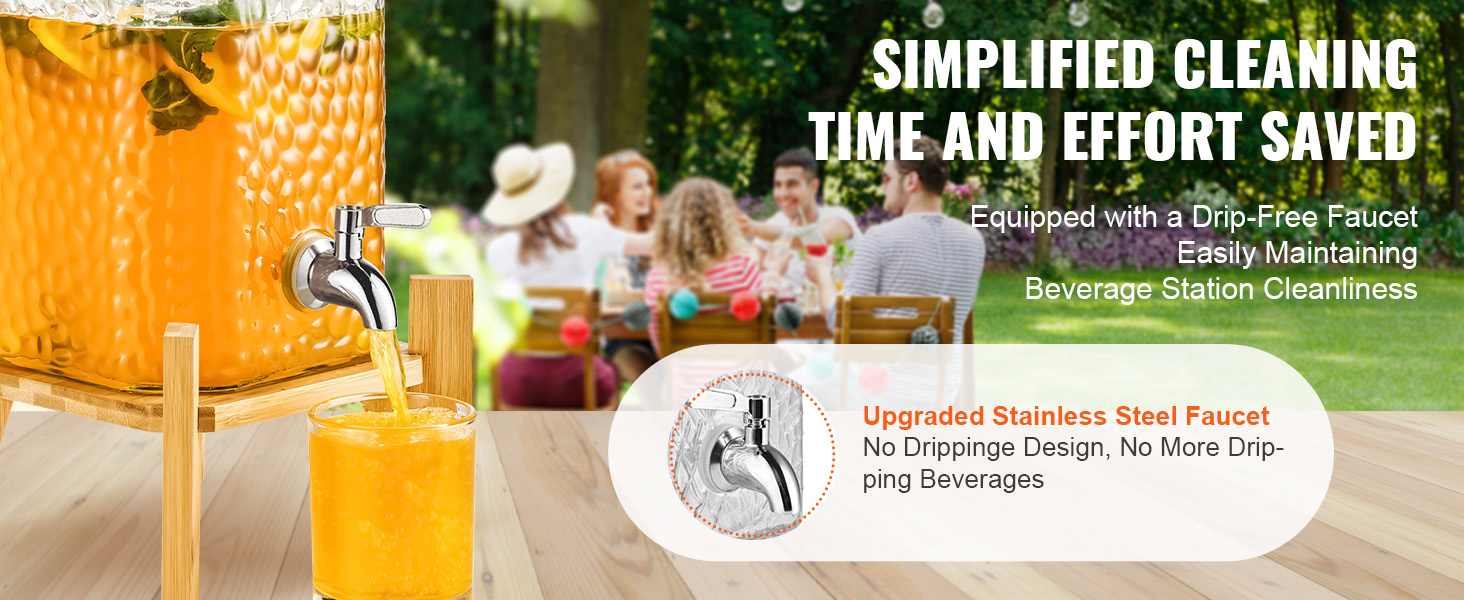 VEVOR beverage dispenser with stainless steel faucet, perfect for outdoor gatherings and easy cleaning.