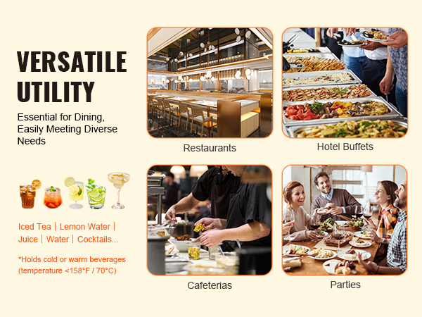versatile utility for dining needs with VEVOR beverage dispenser, essential for restaurants, buffets, parties.