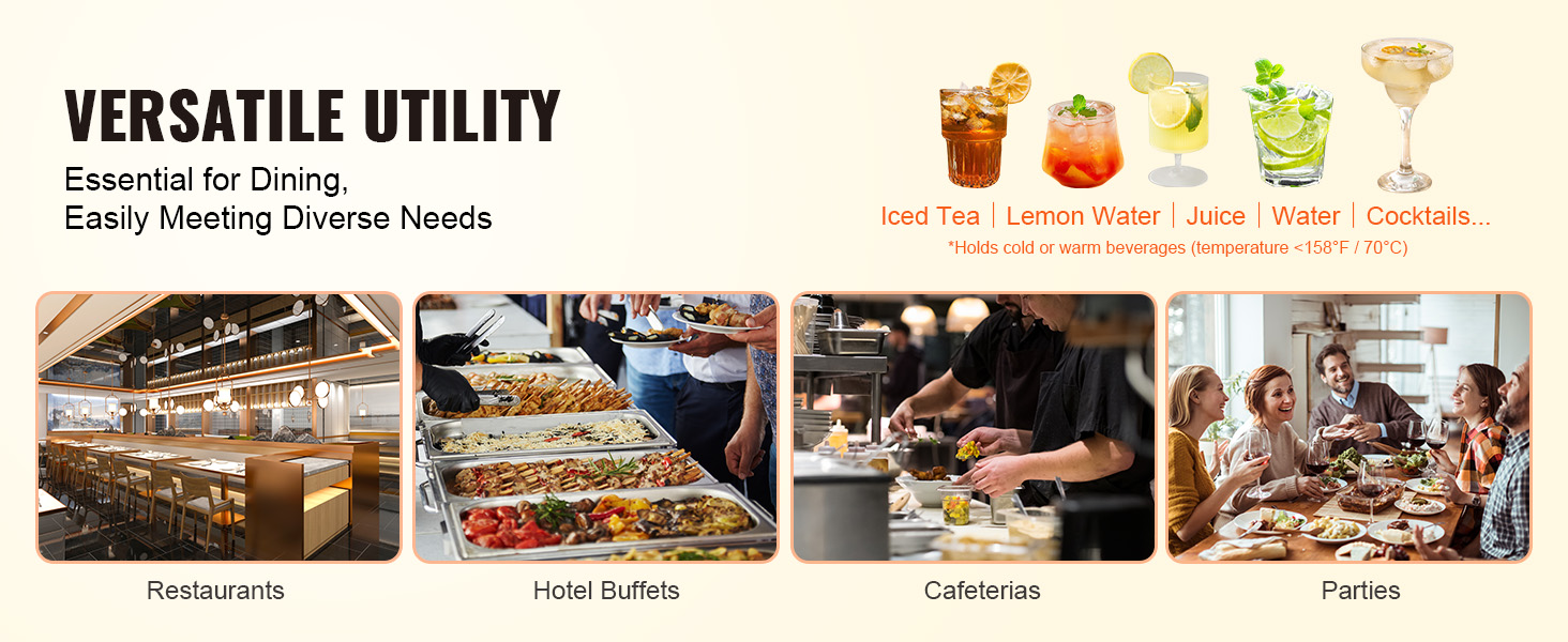 versatile beverage dispenser for restaurants, hotel buffets, cafeterias, and parties.