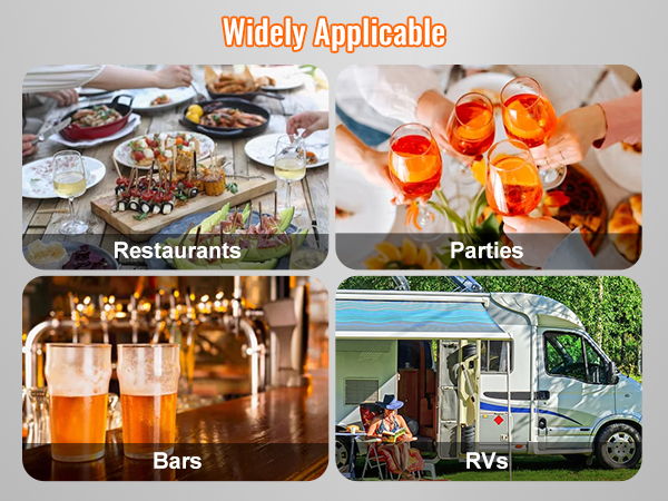 restaurants, parties, bars, and rvs showcasing versatile use of VEVOR insulated beverage dispenser.