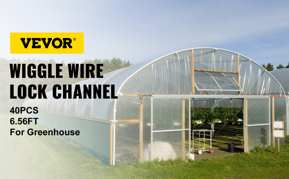 VEVOR greenhouse spring lock channel, 40pcs 6.56ft, for greenhouse.