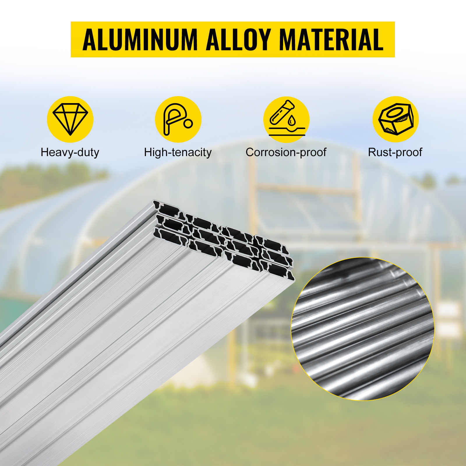 VEVOR greenhouse spring lock channel in high-tenacity aluminum alloy material