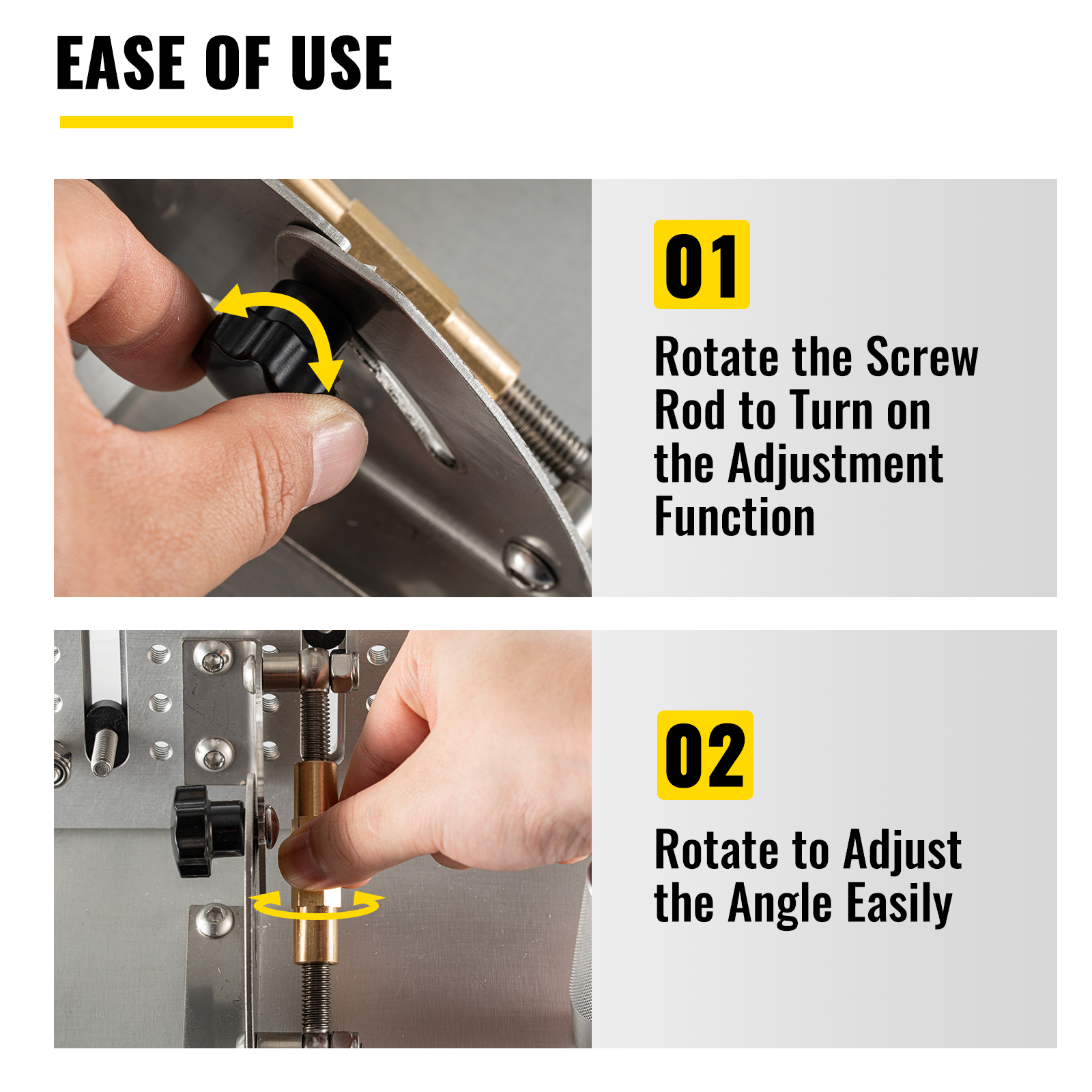 adjusting screw rod and knob for VEVOR belt grinder knife jig setup.