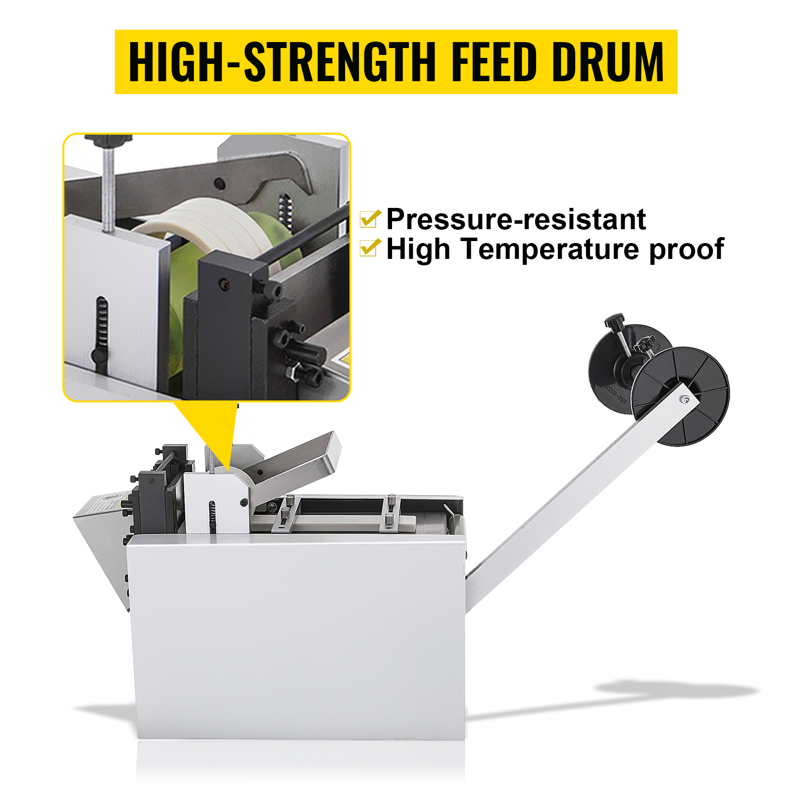 high-strength feed drum of VEVOR heat-shrink tube cutter; pressure-resistant, high temperature proof.