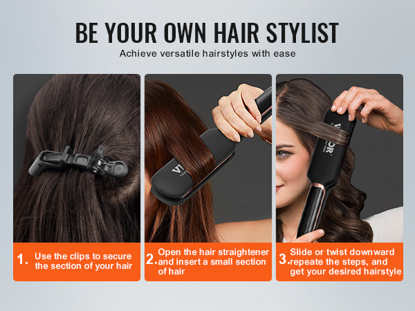 be your own hair stylist with VEVOR hair straightener for versatile hairstyles.