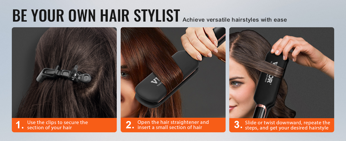 be your own hair stylist with VEVOR hair straightener for versatile hairstyles.
