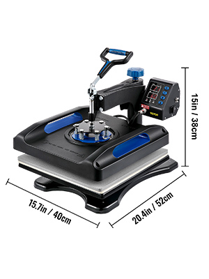 VEVOR heat press machine with dimensions 15.7in x 20.4in x 15in.