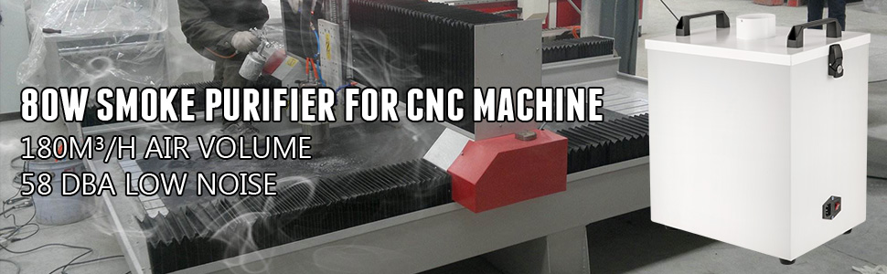 VEVOR smoke air purifier for cnc machine, 80w, 180m³/h air volume, 58 dba low noise.