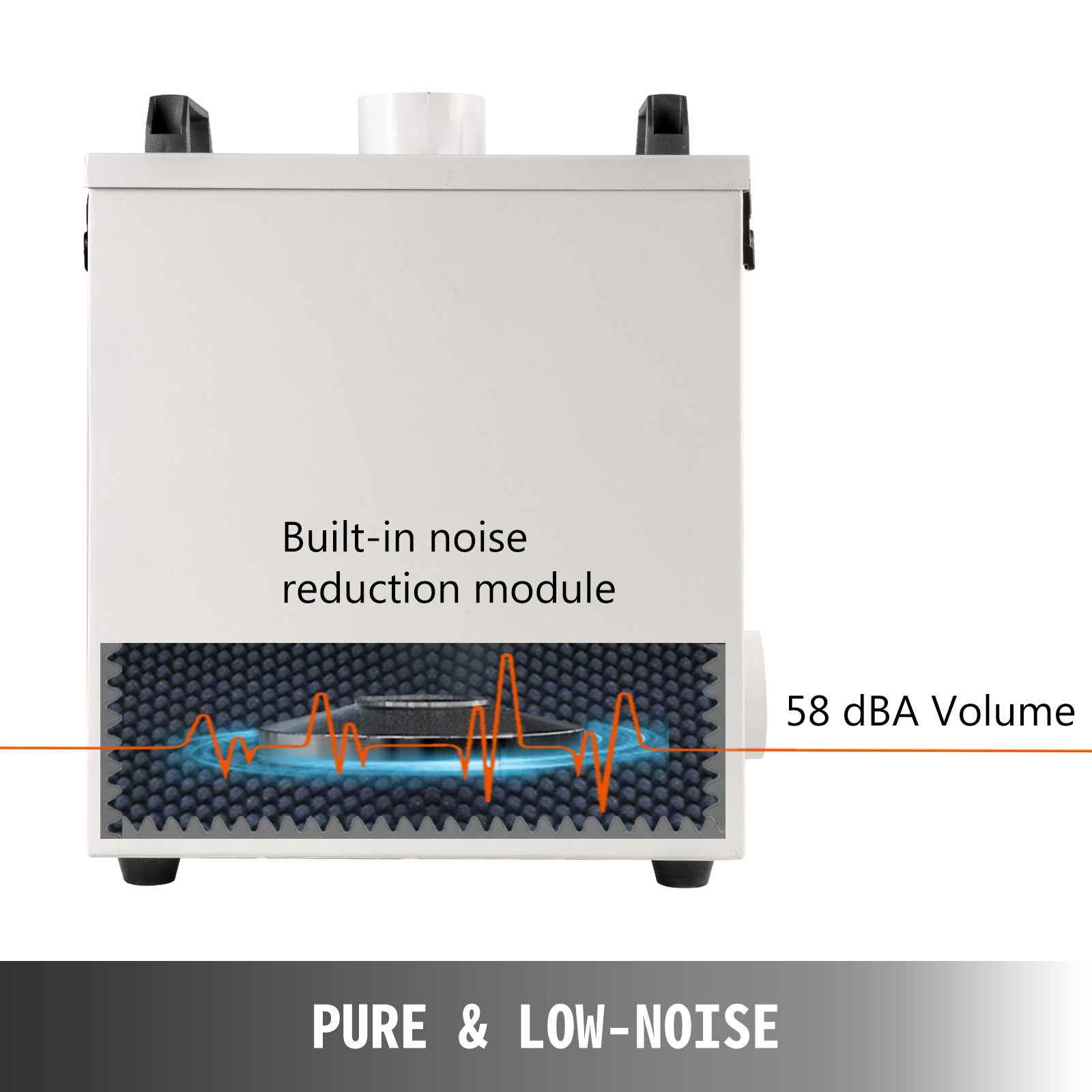 VEVOR smoke air purifier with built-in noise reduction module, 58 dba volume.
