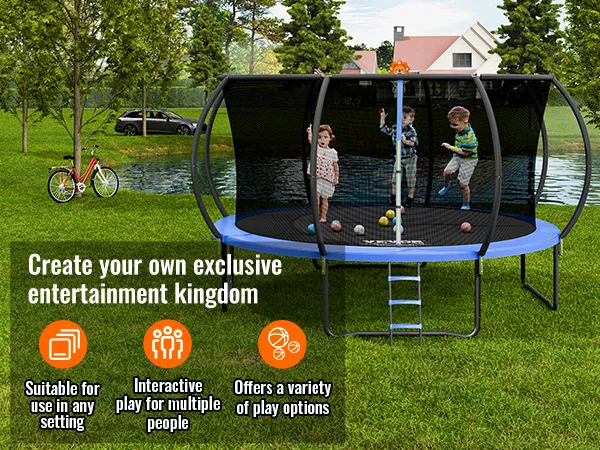 VEVOR trampoline in a backyard setting offering interactive play for multiple children.