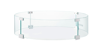 VEVOR fire pit wind guard with clear round glass panels and metal connectors.