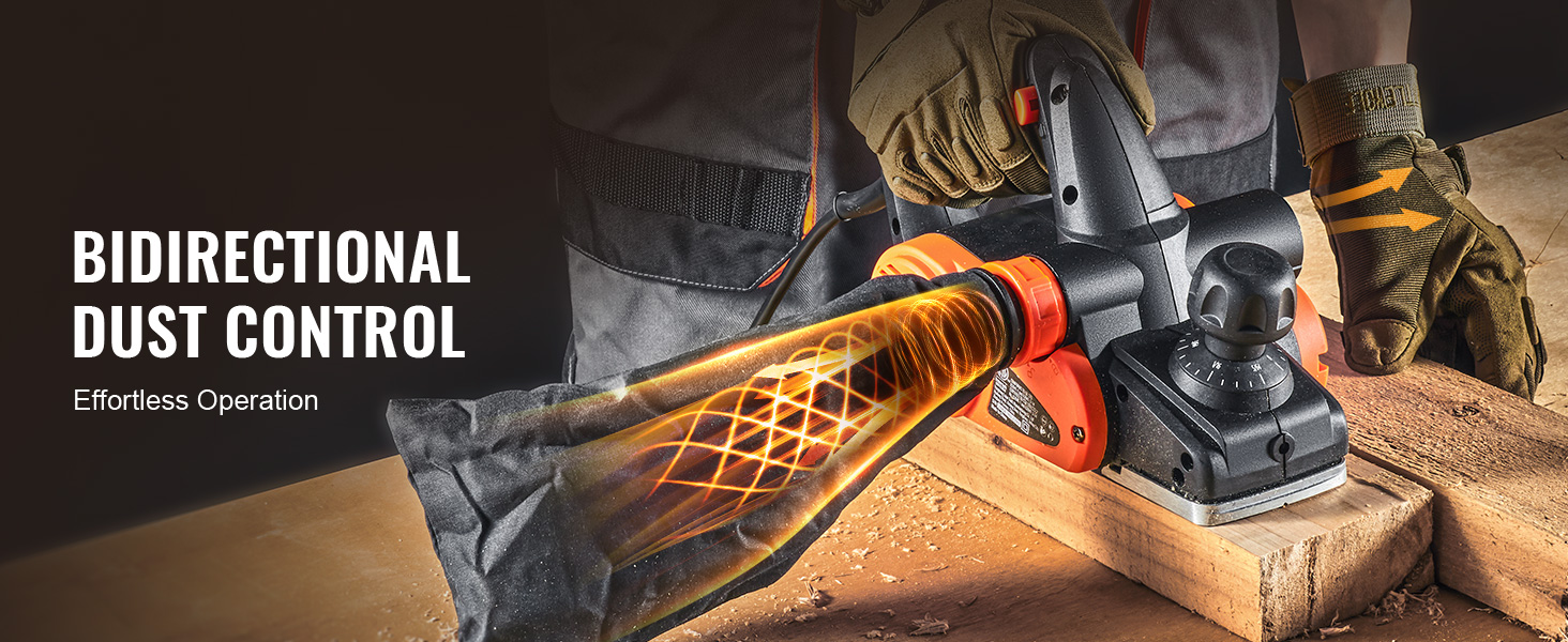 VEVOR electric hand planer with bidirectional dust control for effortless operation