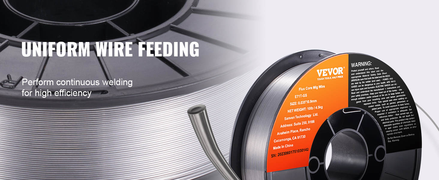 VEVOR mig welding wire for continuous, high-efficiency welding with uniform wire feeding.