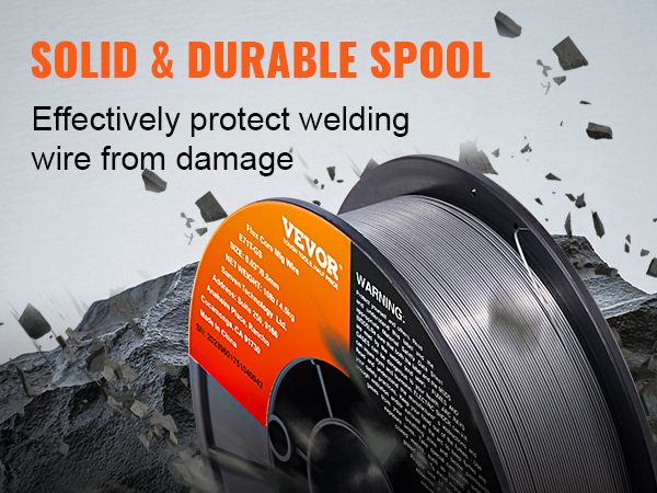 solid & durable spool of VEVOR flux core mig wire, effectively protecting welding wire from damage.