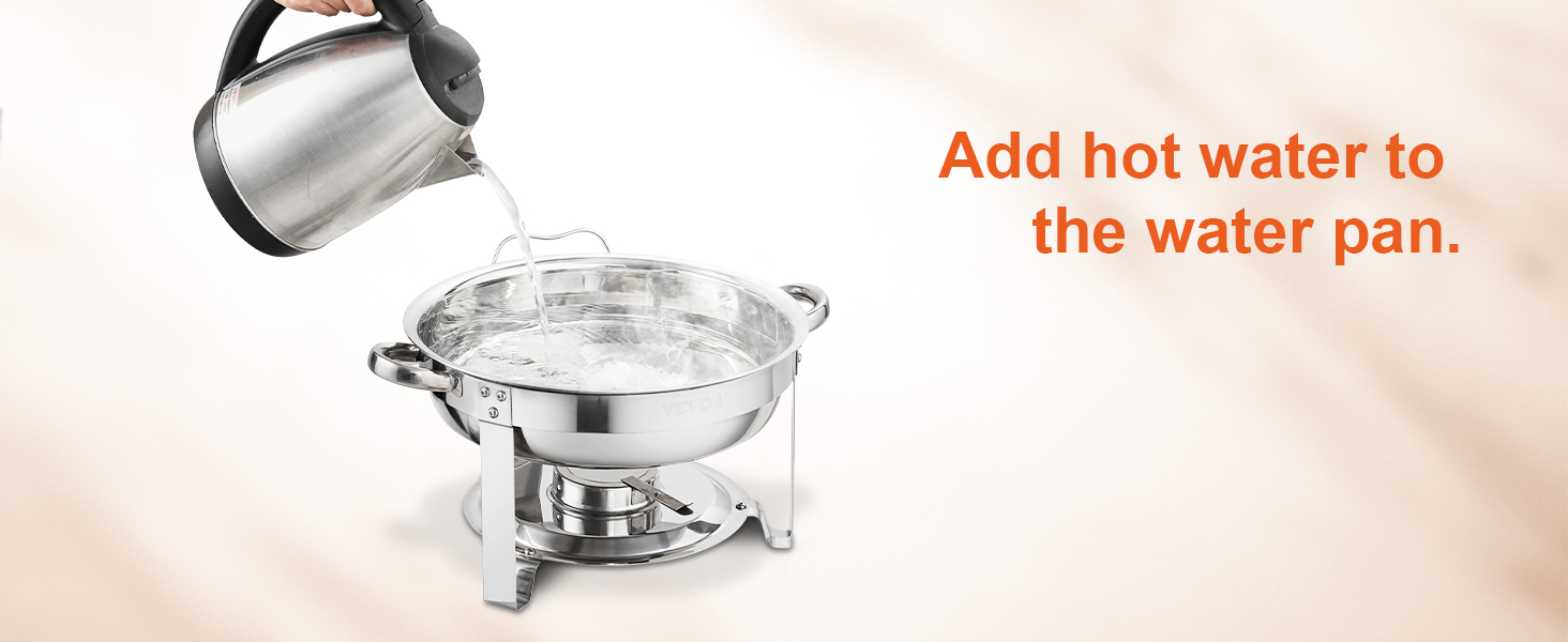 налив горячую воду в форму для натирания VEVOR, установите поддон для воды.