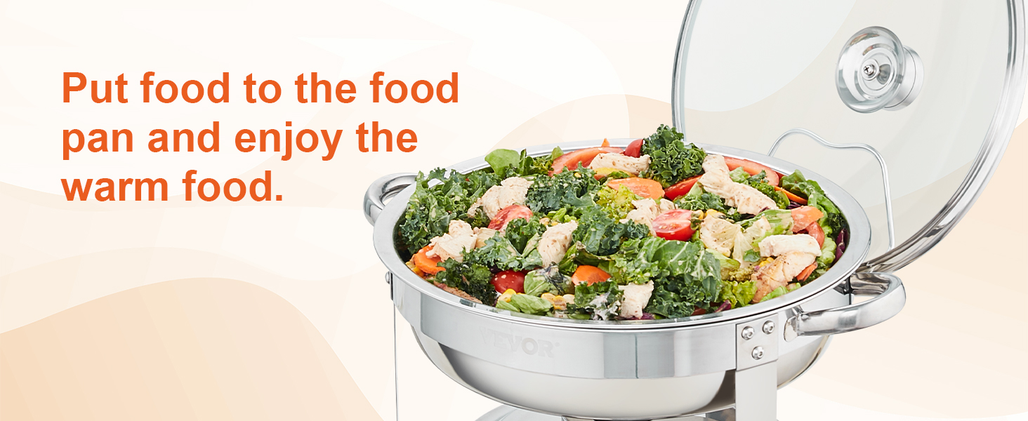 Блюдо для обжаривания VEVOR со свежим салатом и противнем готово к употреблению в теплом виде.