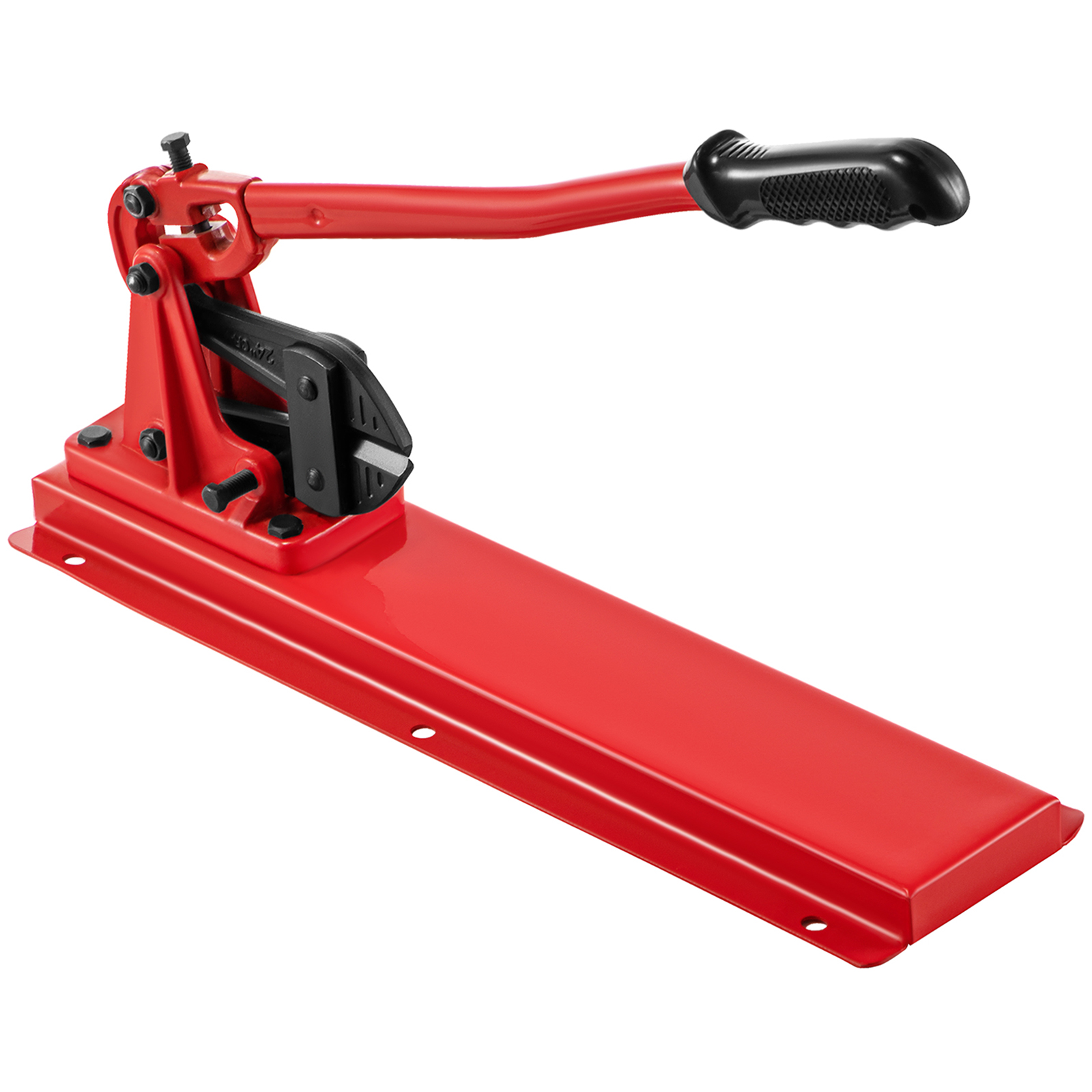 red VEVOR bench swager with black handle and sturdy metal base.