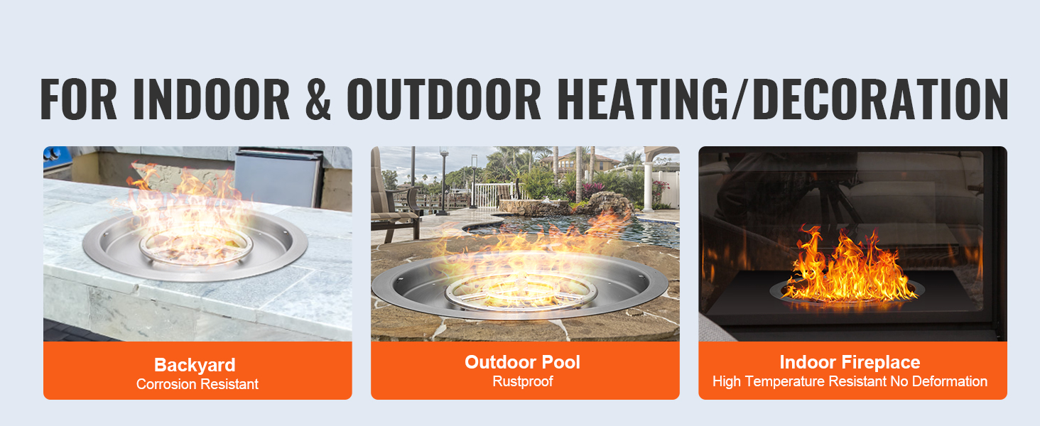 VEVOR fire pit pan for backyard, outdoor pool, indoor fireplace heating and decoration.