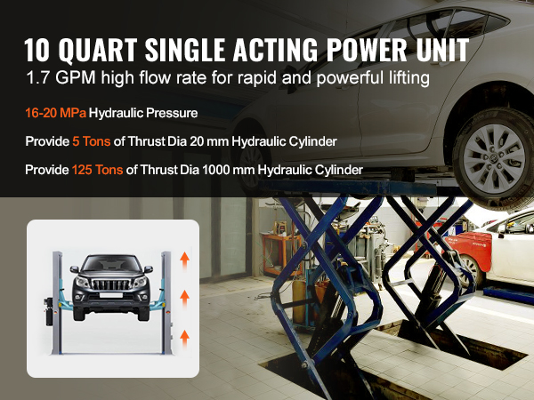 10 quart single acting power unit, 1.7 gpm flow rate, 16-20 mpa hydraulic pressure, veveor hydraulic pump