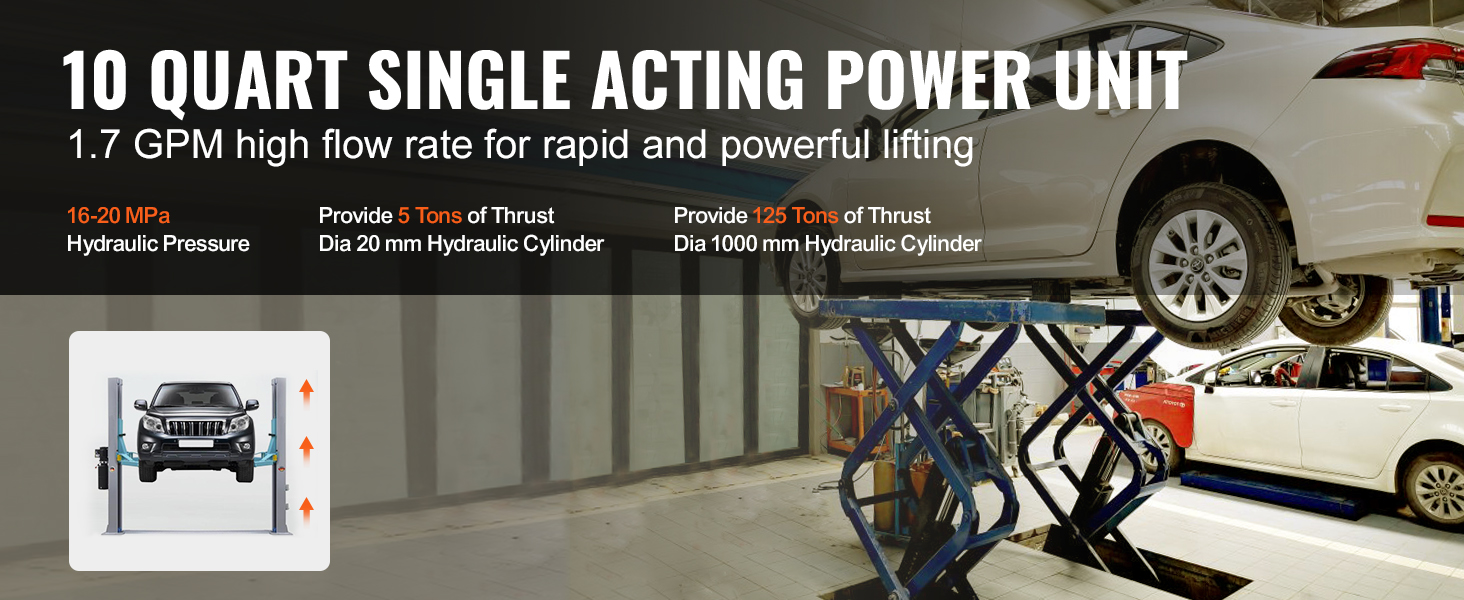 10 quart single acting power unit, 1.7 gpm flow rate, 16-20 mpa hydraulic pressure, veveor hydraulic pump