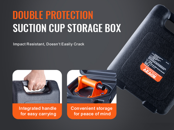 VEVOR glass suction cup storage box with integrated handle for easy carrying and secure, impact-resistant design.