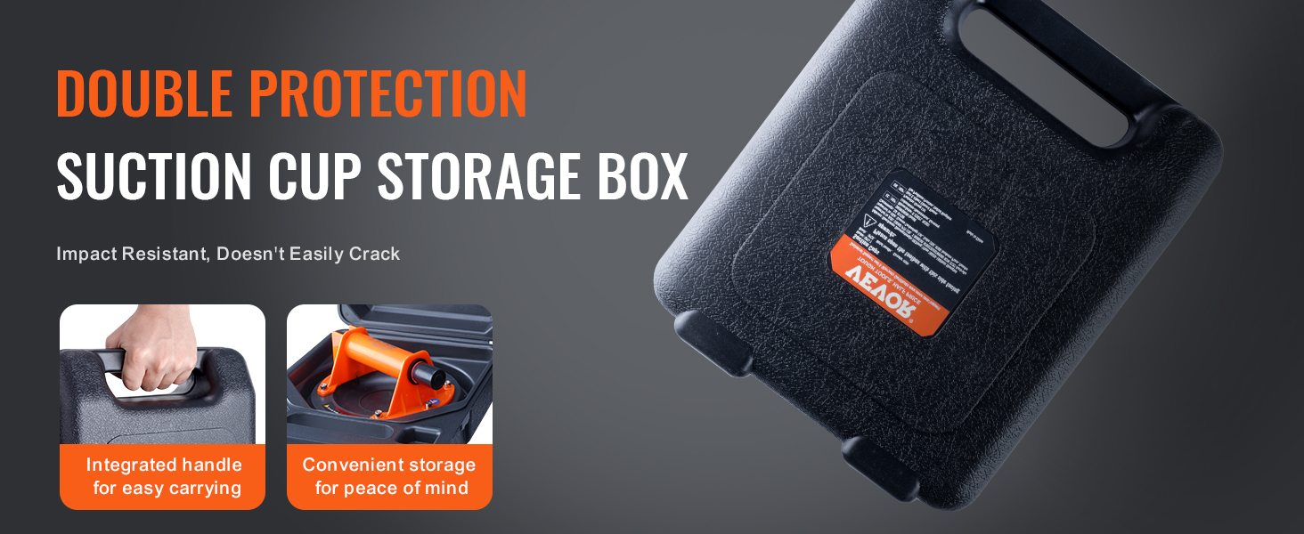 VEVOR glass suction cup storage box with integrated handle for easy carrying and secure, impact-resistant design.