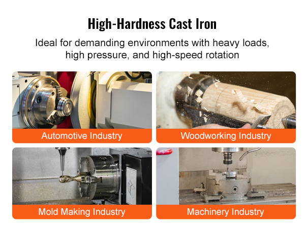 high-hardness cast iron rotary table in use in automotive, woodworking, mold making, and machinery industries.