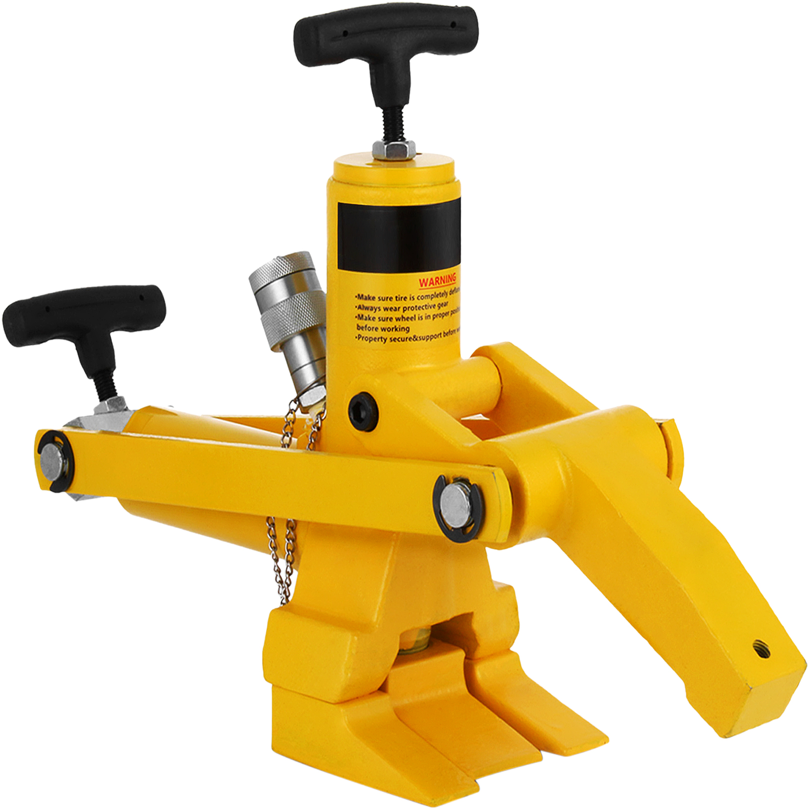 yellow VEVOR bead breaker with dual handles and a sturdy base.