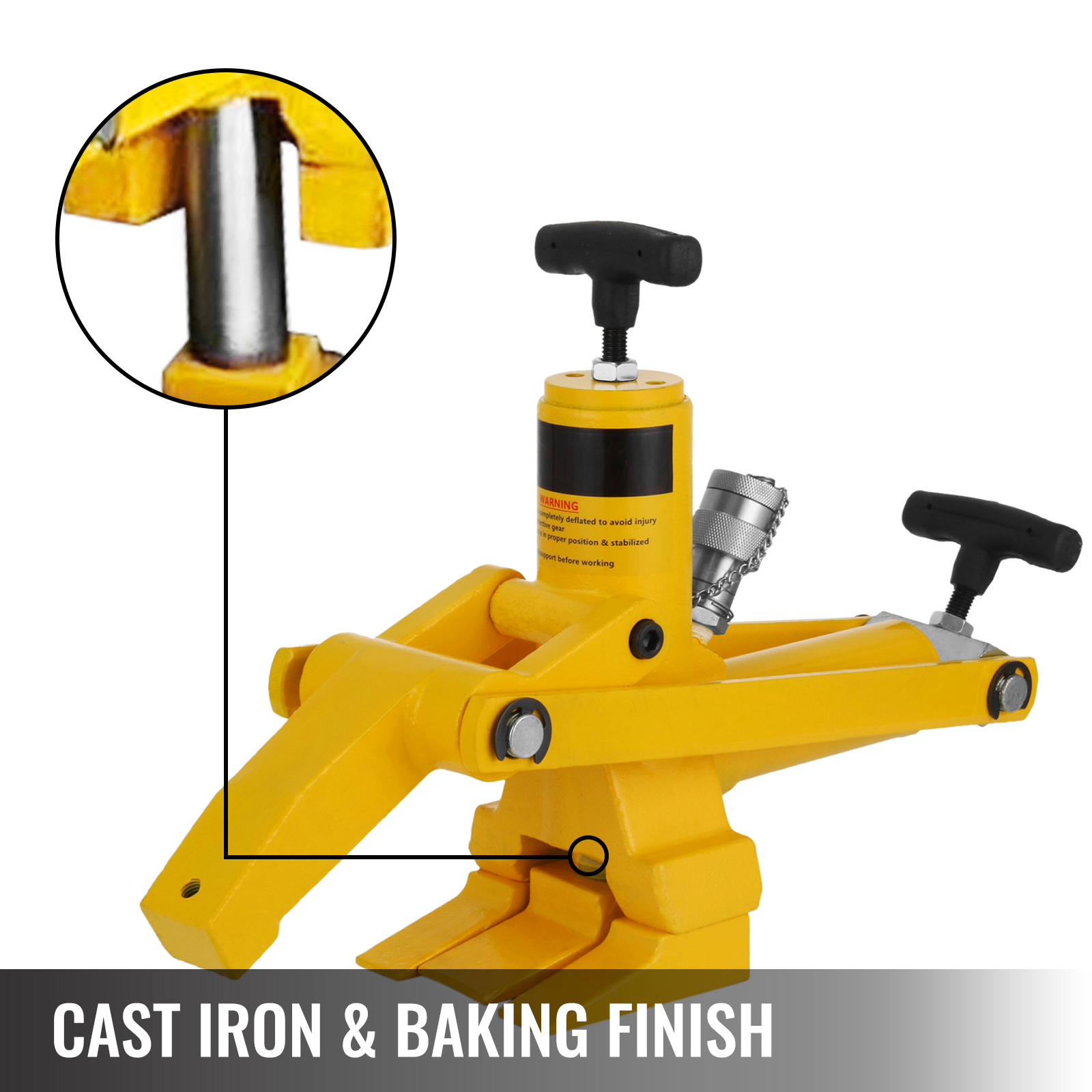 VEVOR bead breaker with cast iron and baking finish detailing handles and mechanics.