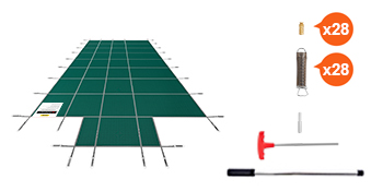 VEVOR pool safety cover with installation tools and hardware included.
