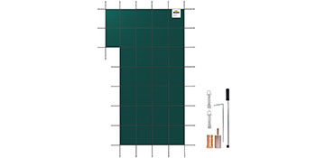 green VEVOR pool safety cover with included installation accessories on white background.