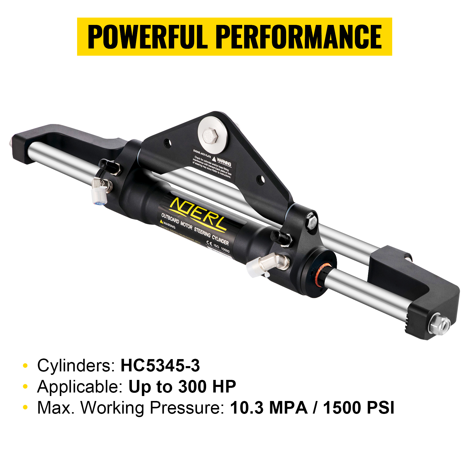 VEVOR hydraulic steering cylinder hc5345-3, powerful performance, up to 300 hp.