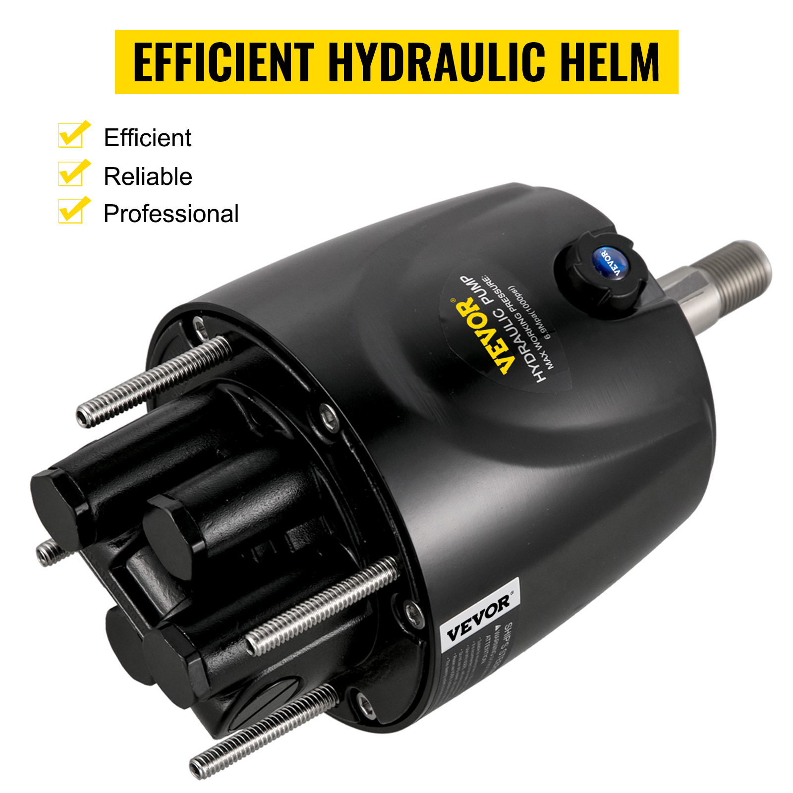 VEVOR hydraulic boat steering kit - efficient black helm with professional design.