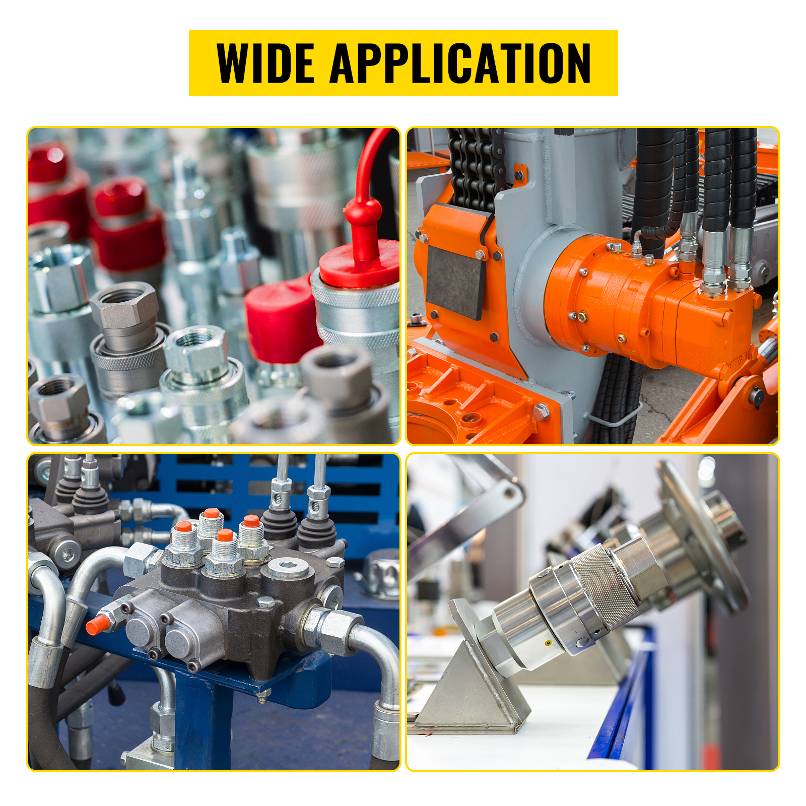 VEVOR hydraulic quick connect for wide application in various machinery.