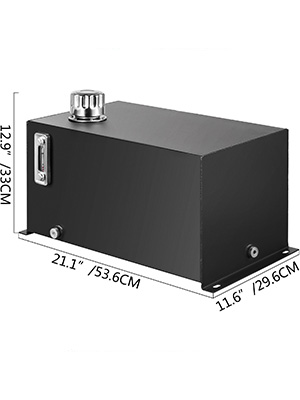VEVOR hydraulic fluid tank - black, metal, dimensions: 21.1"x11.6"x12.9".
