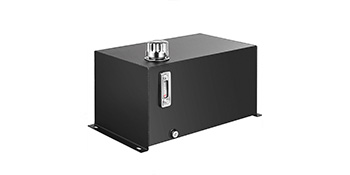 black VEVOR hydraulic fluid tank with side gauge and top cap.