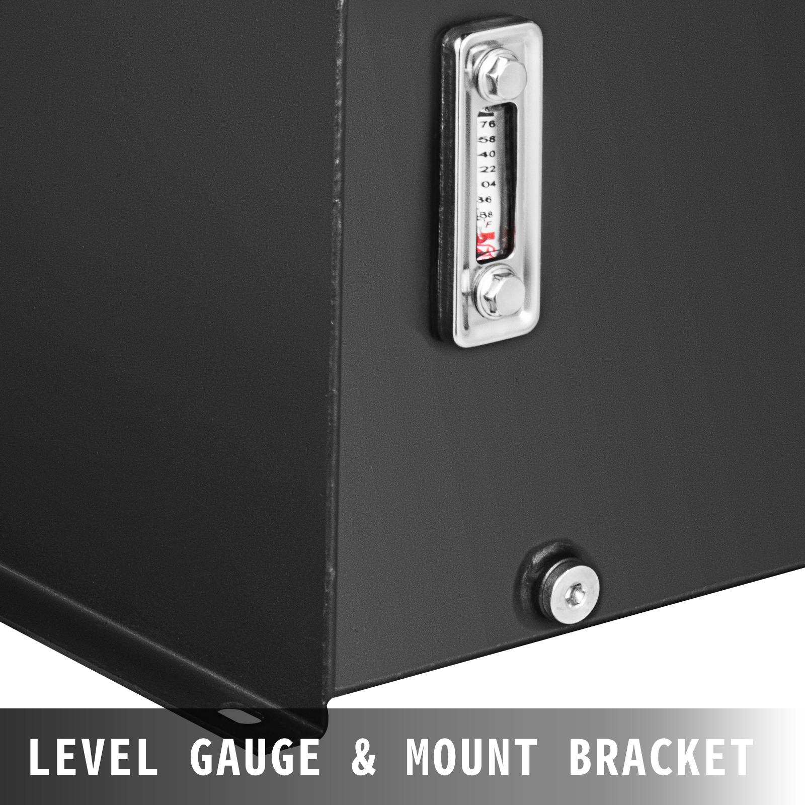 VEVOR hydraulic fluid tank with level gauge and mount bracket in black.