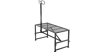 VEVOR livestock trimming stand with adjustable headrest and sturdy metal frame.