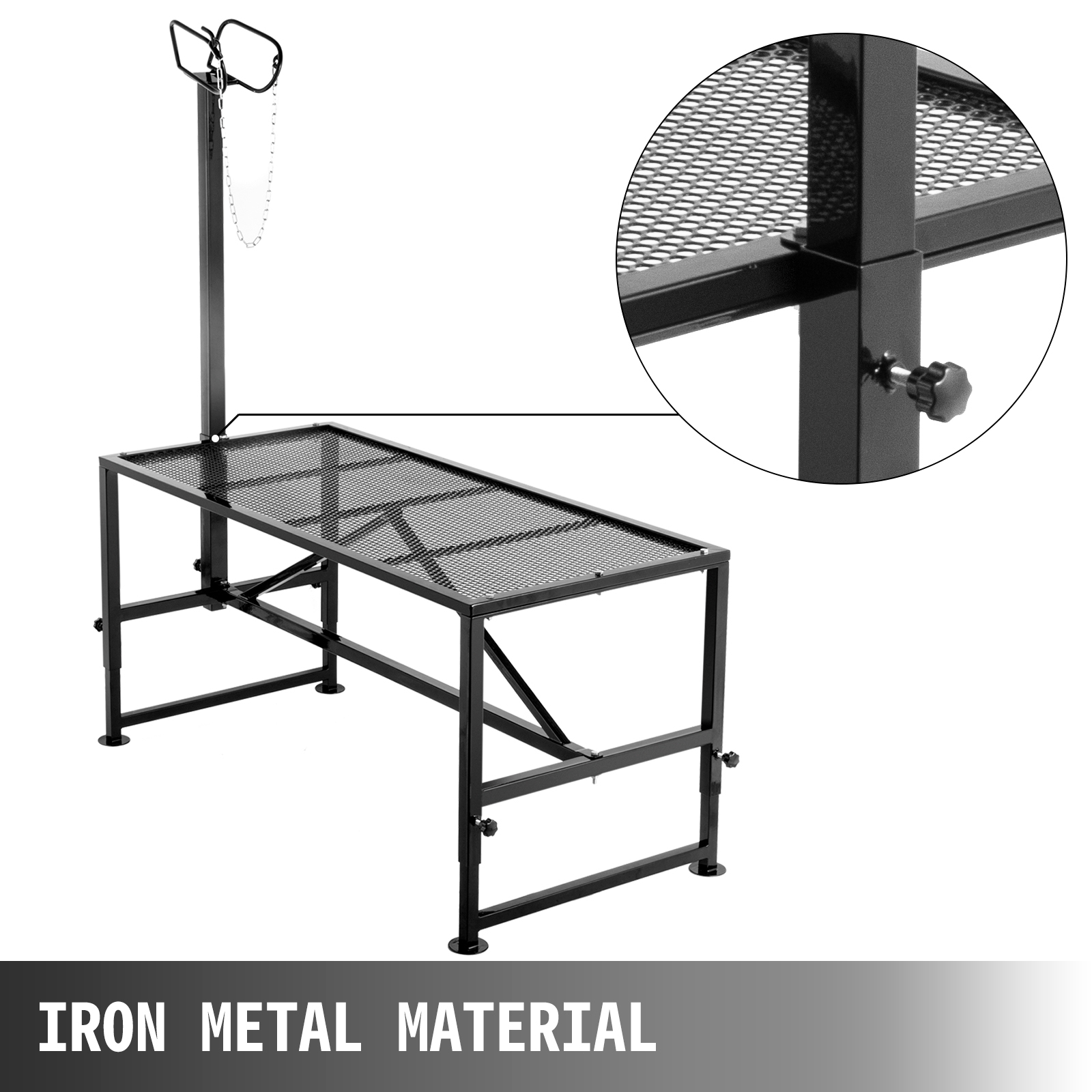 VEVOR livestock trimming stand with iron metal frame and chain holder.