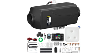 VEVOR 5kw diesel heater with accessories, remote, tank, and installation kit.