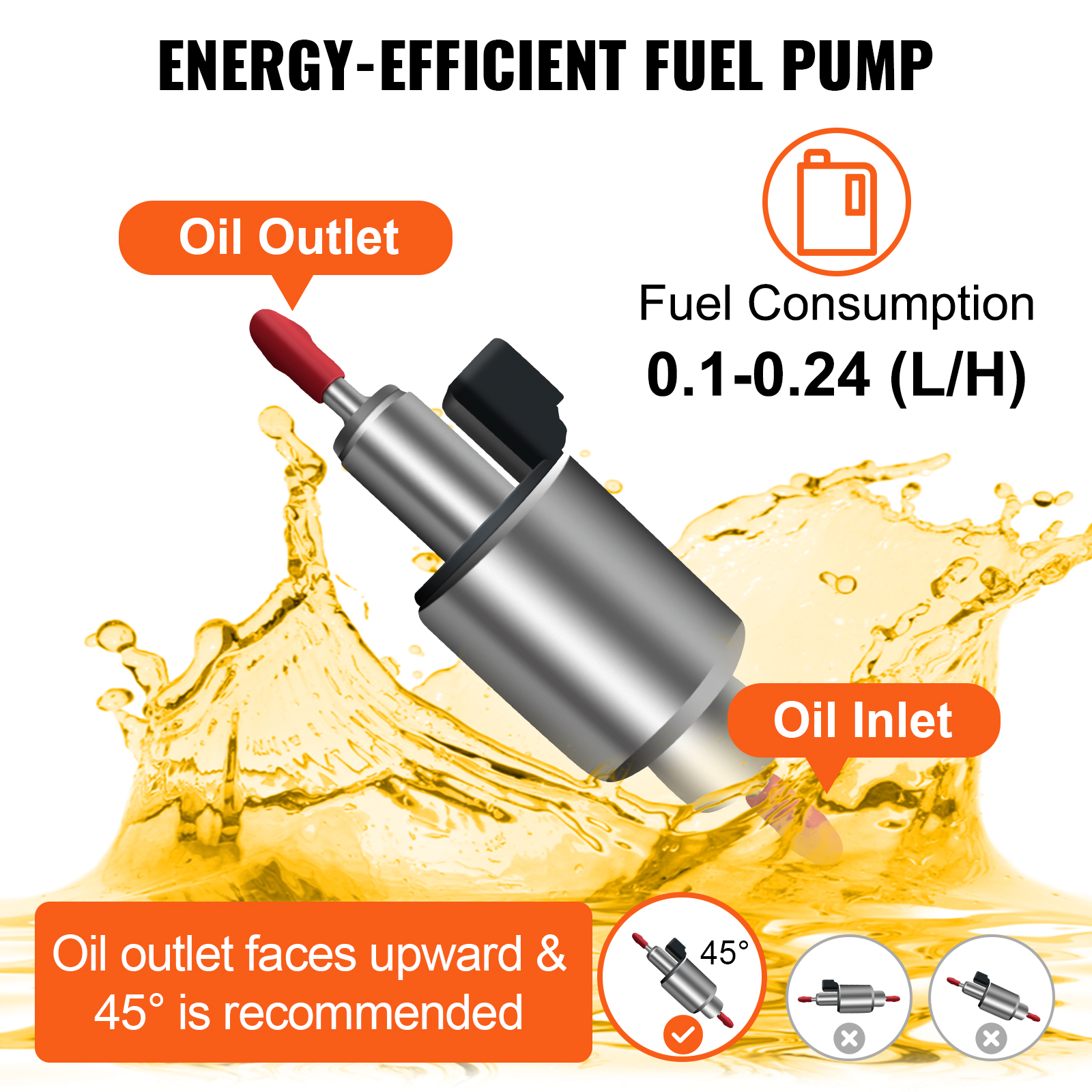 energy-efficient fuel pump with 0.1-0.24 (l/h) consumption for VEVOR diesel air heater.