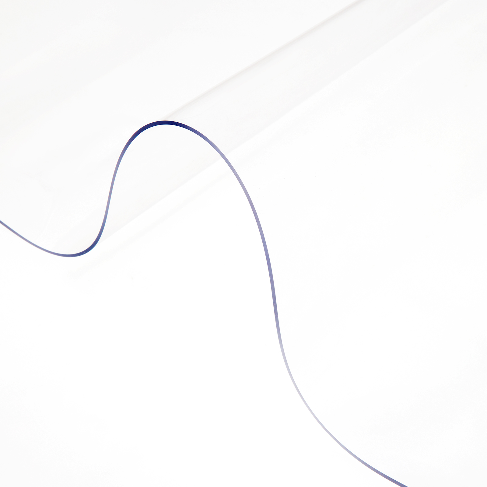 VEVOR clear table cover rolled in an elegant wave pattern.