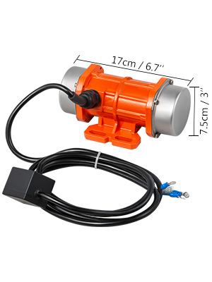 VEVOR concrete vibrator with measurements 17cm x 7.5cm, bright orange and metal finish.