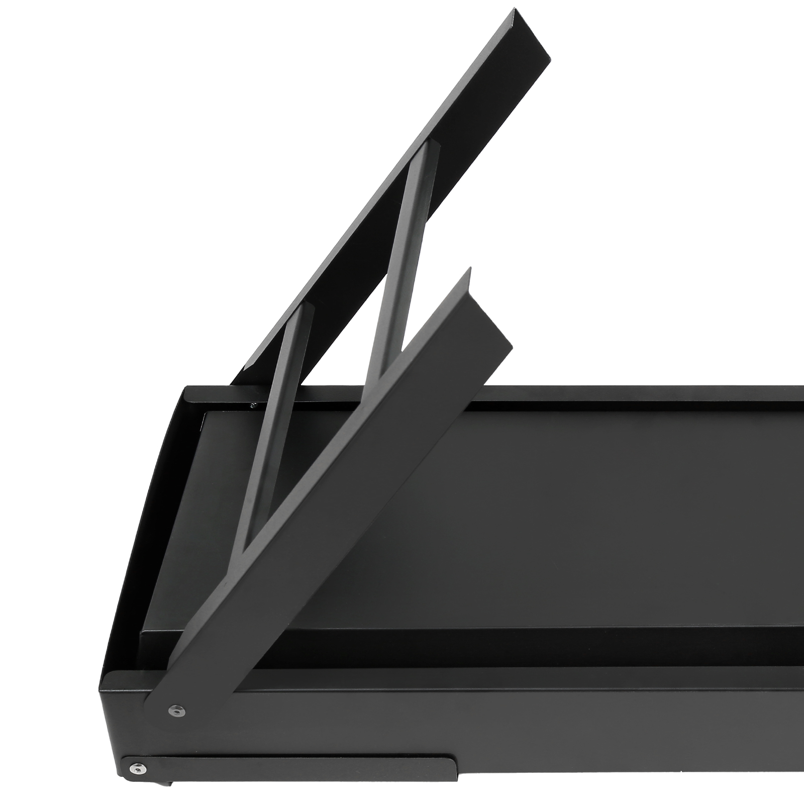 VEVOR portable charcoal grill in folded position with a sleek black finish and sturdy metal construction.